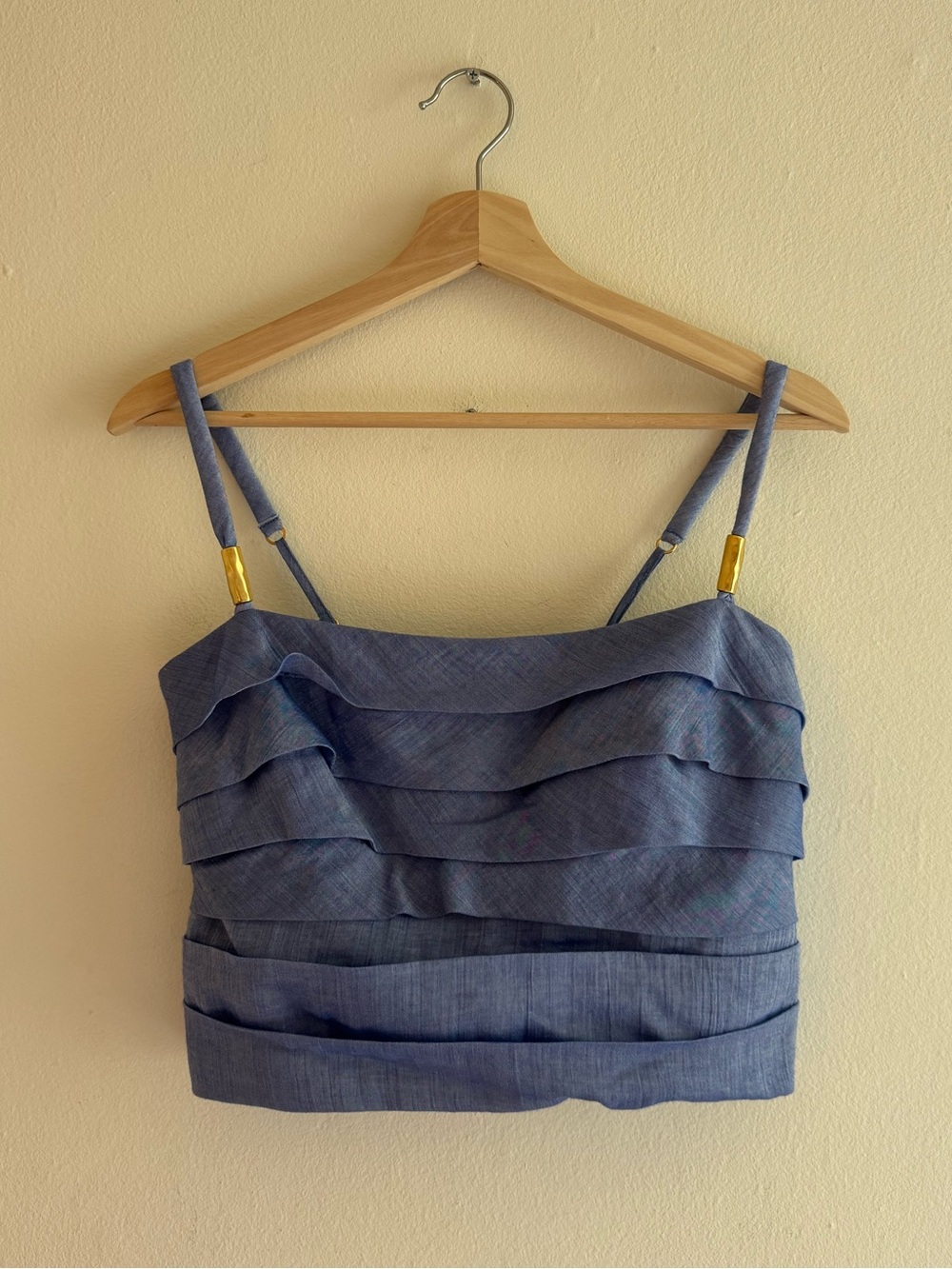 NWOT Vix Paula Hermanny crop tank top blue gold medium
